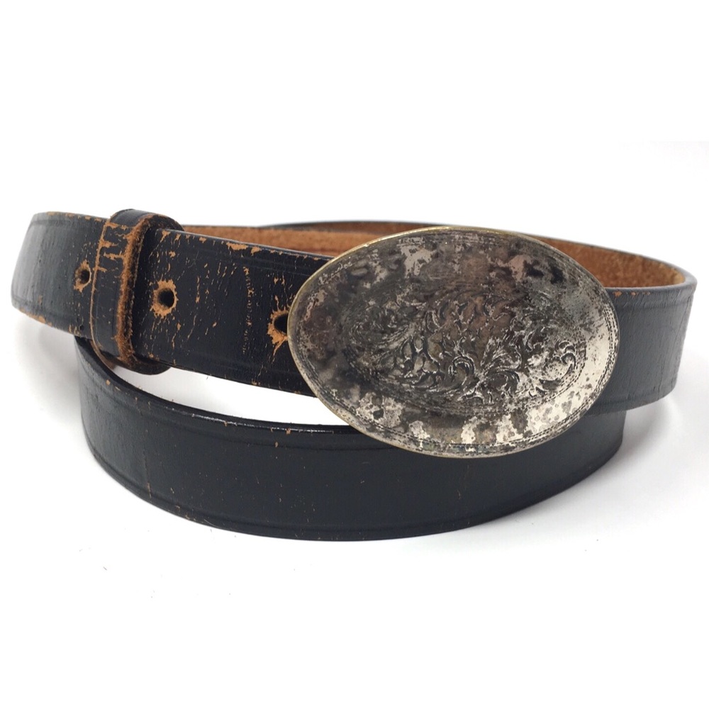 Vintage 90s Lands End Leather Belt - Picture 1 of 6